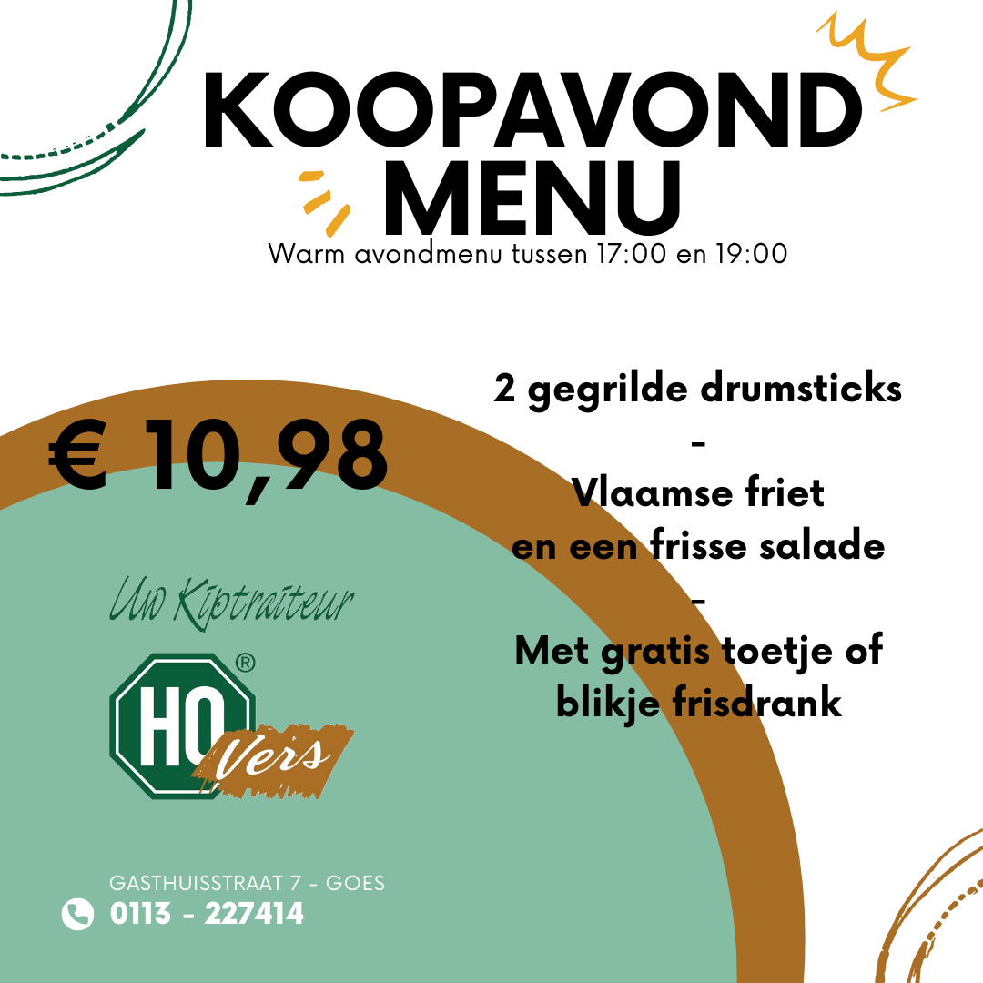 Koopavondmenu 2 drumsticks
